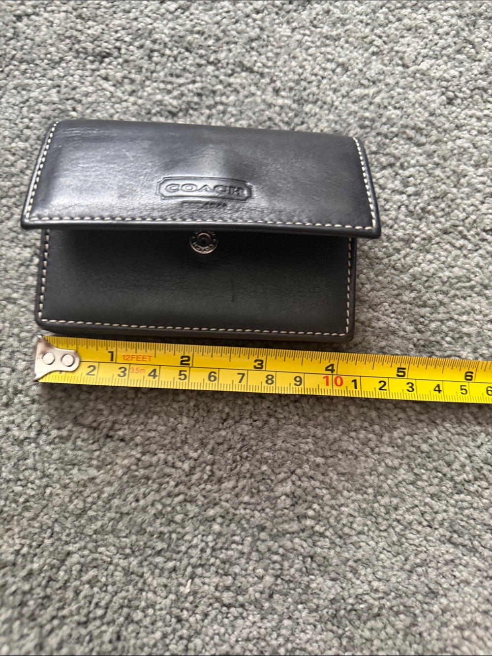 Vintage Coach Black Leather Card Case with White Contrast Stitching - Picture 3 of 6